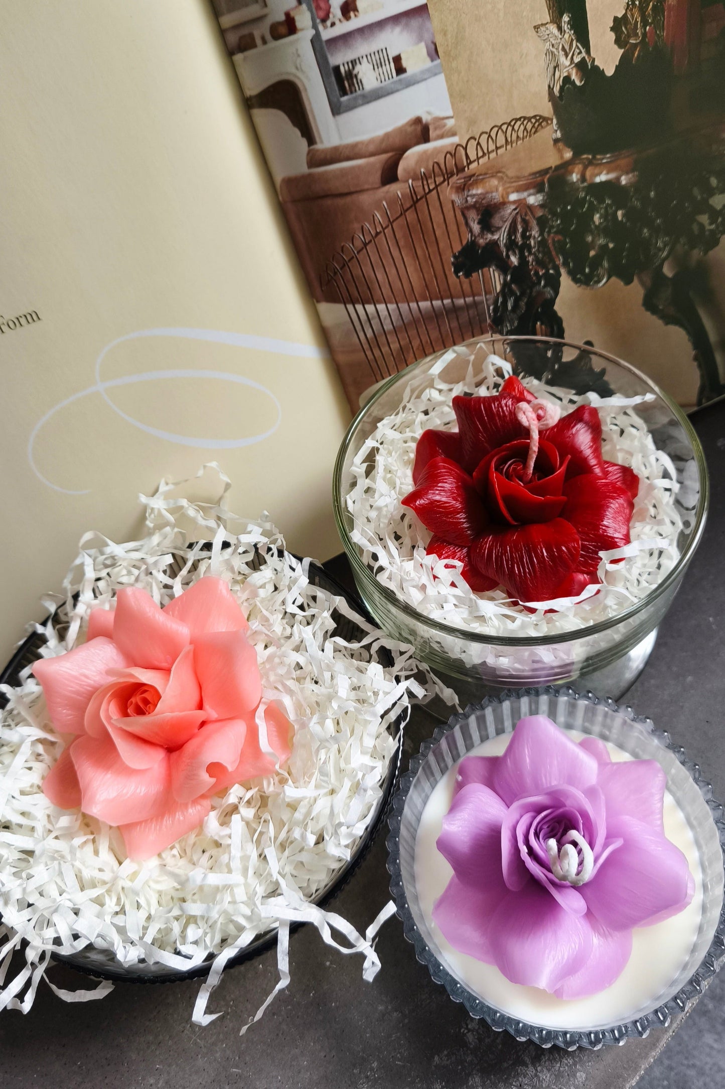 Rose (handmade) scented candle without candle holder