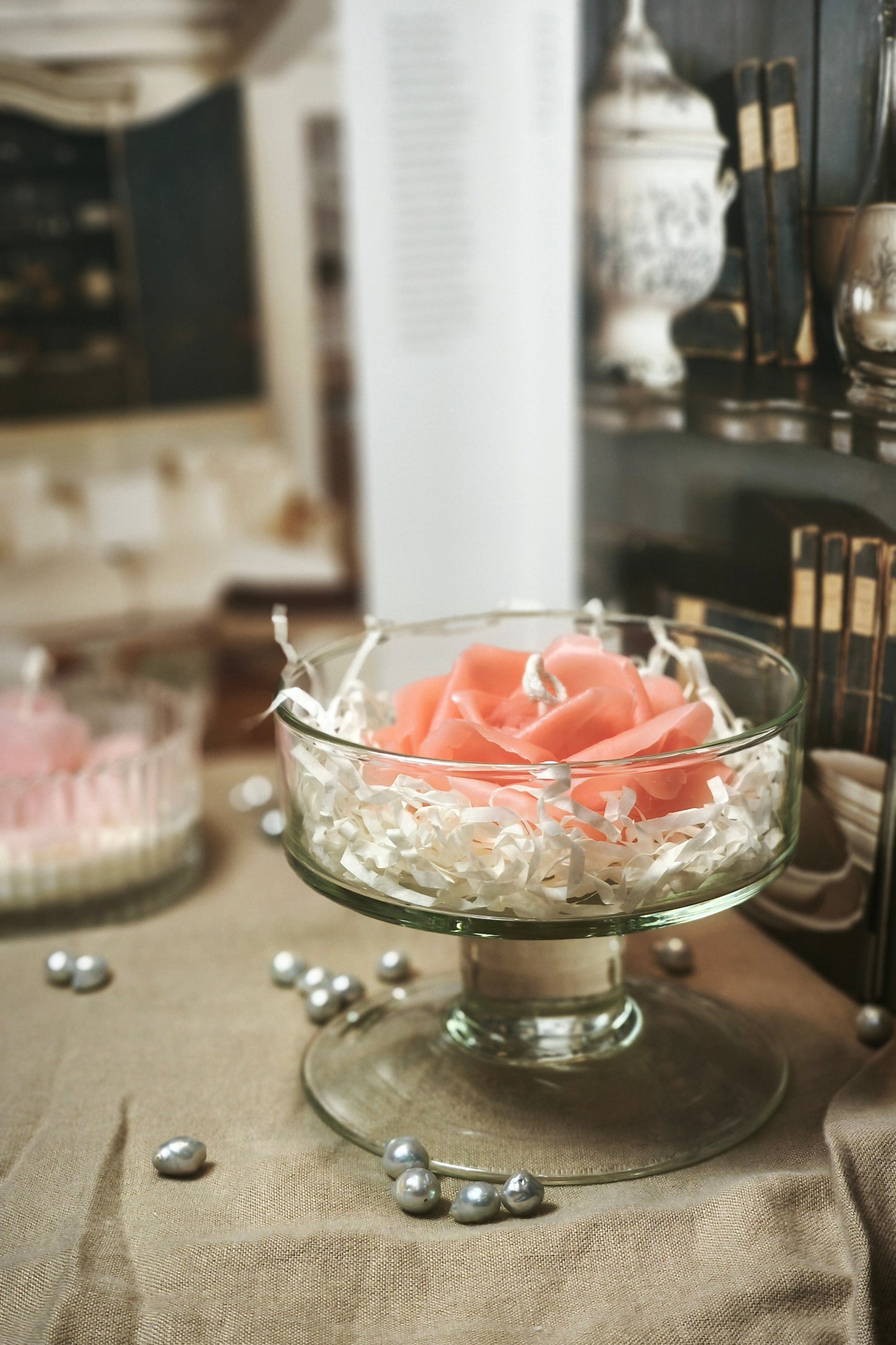 Rose (handmade) scented candle without candle holder