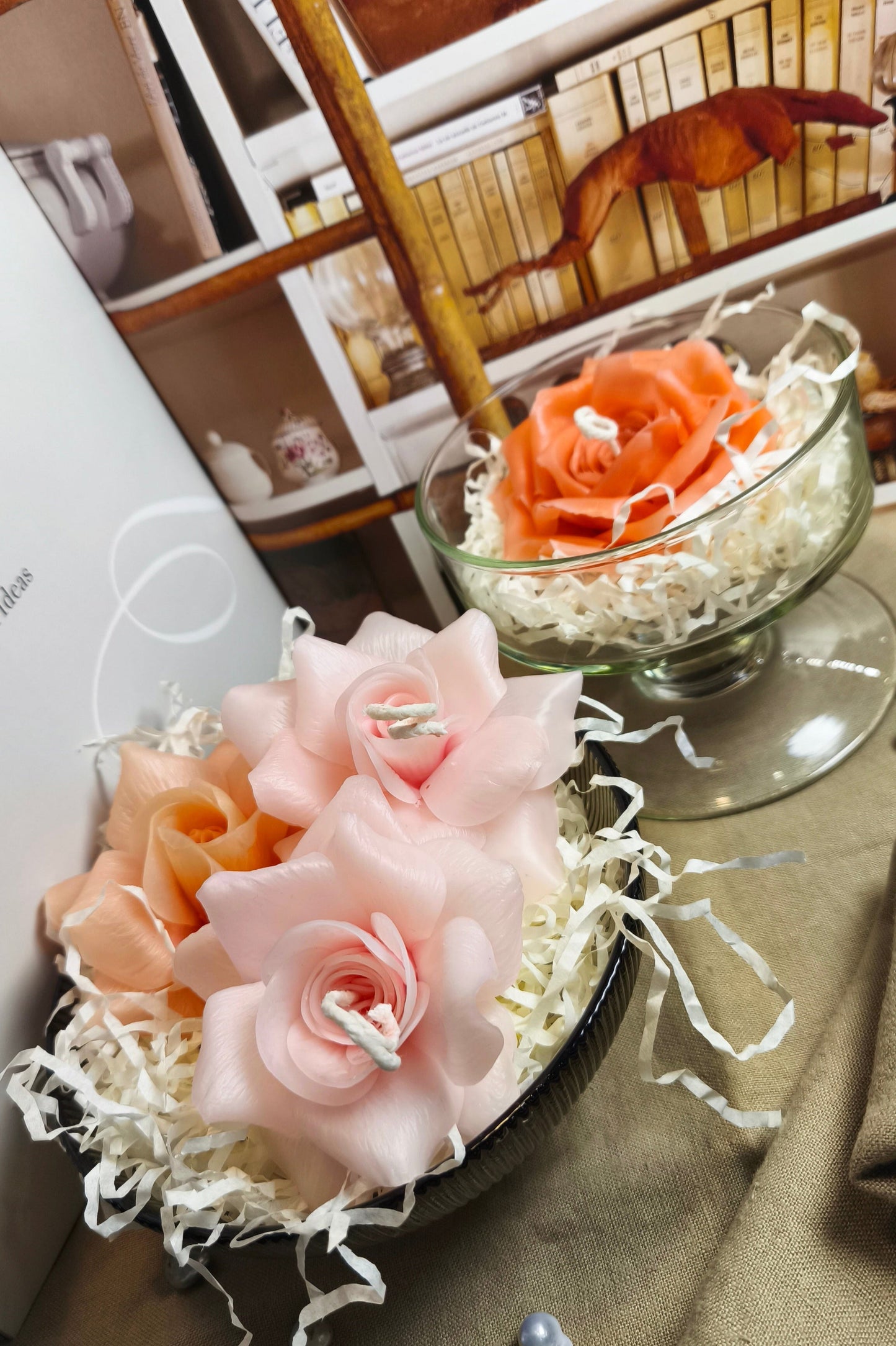 Rose (handmade) scented candle without candle holder