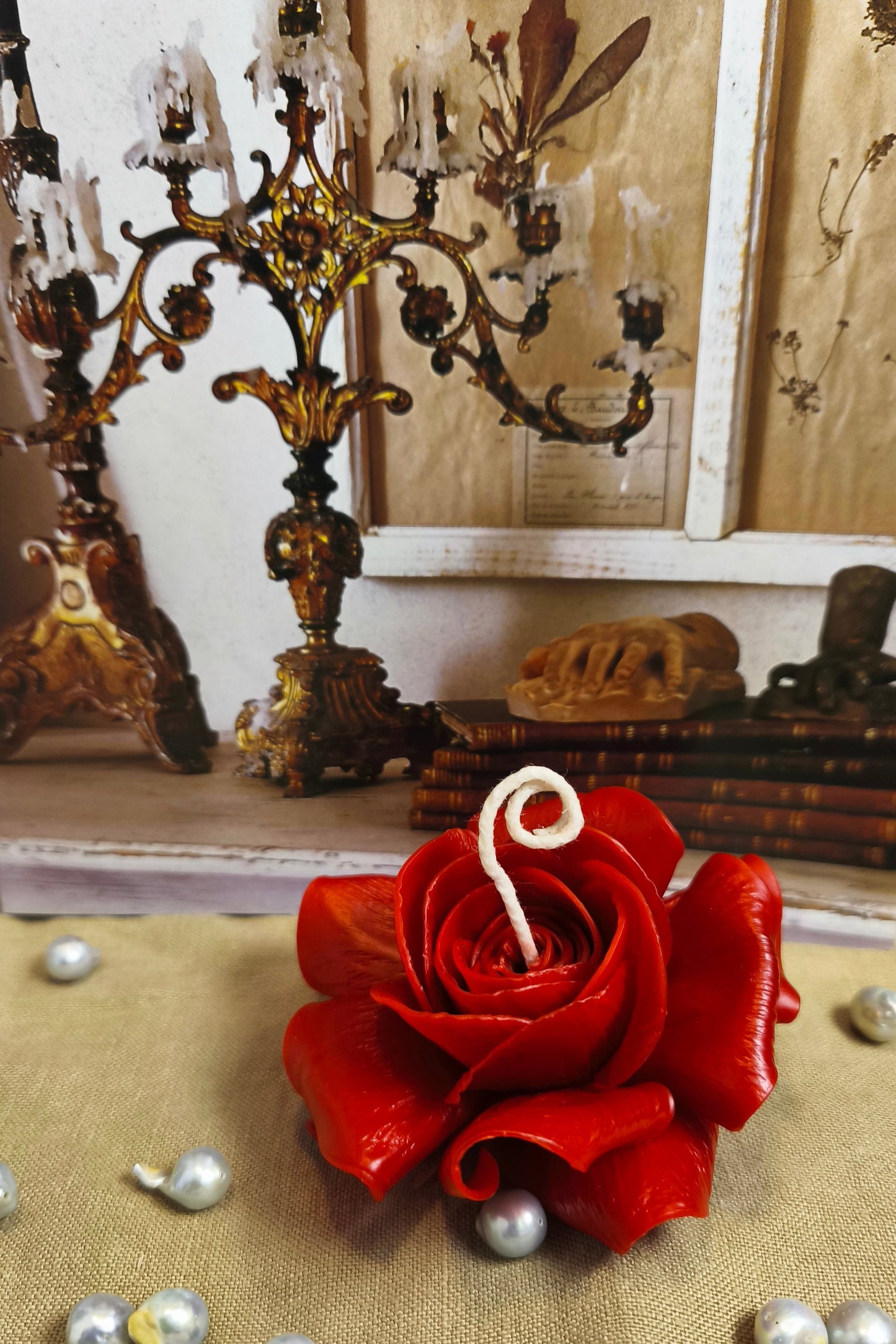 Rose (handmade) scented candle without candle holder