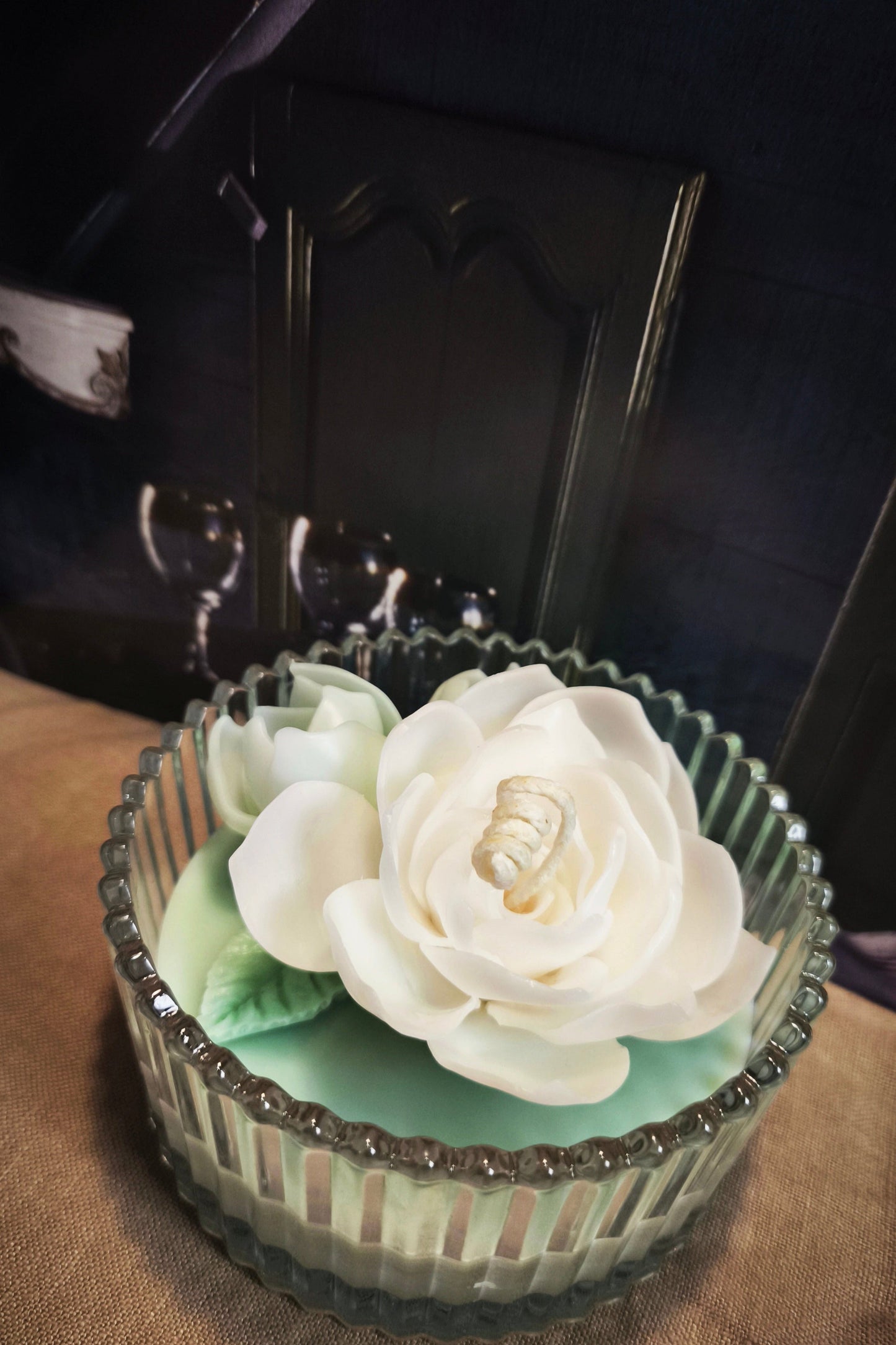 Jasmine (handmade) scented candles with holder