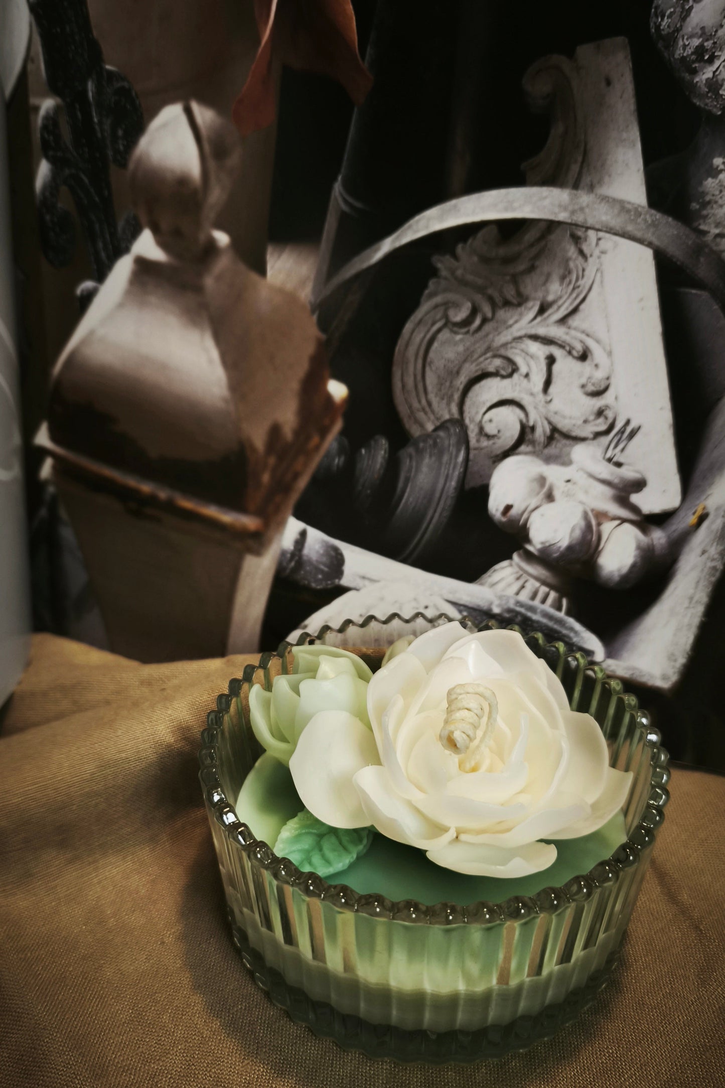 Jasmine (handmade) scented candles with holder
