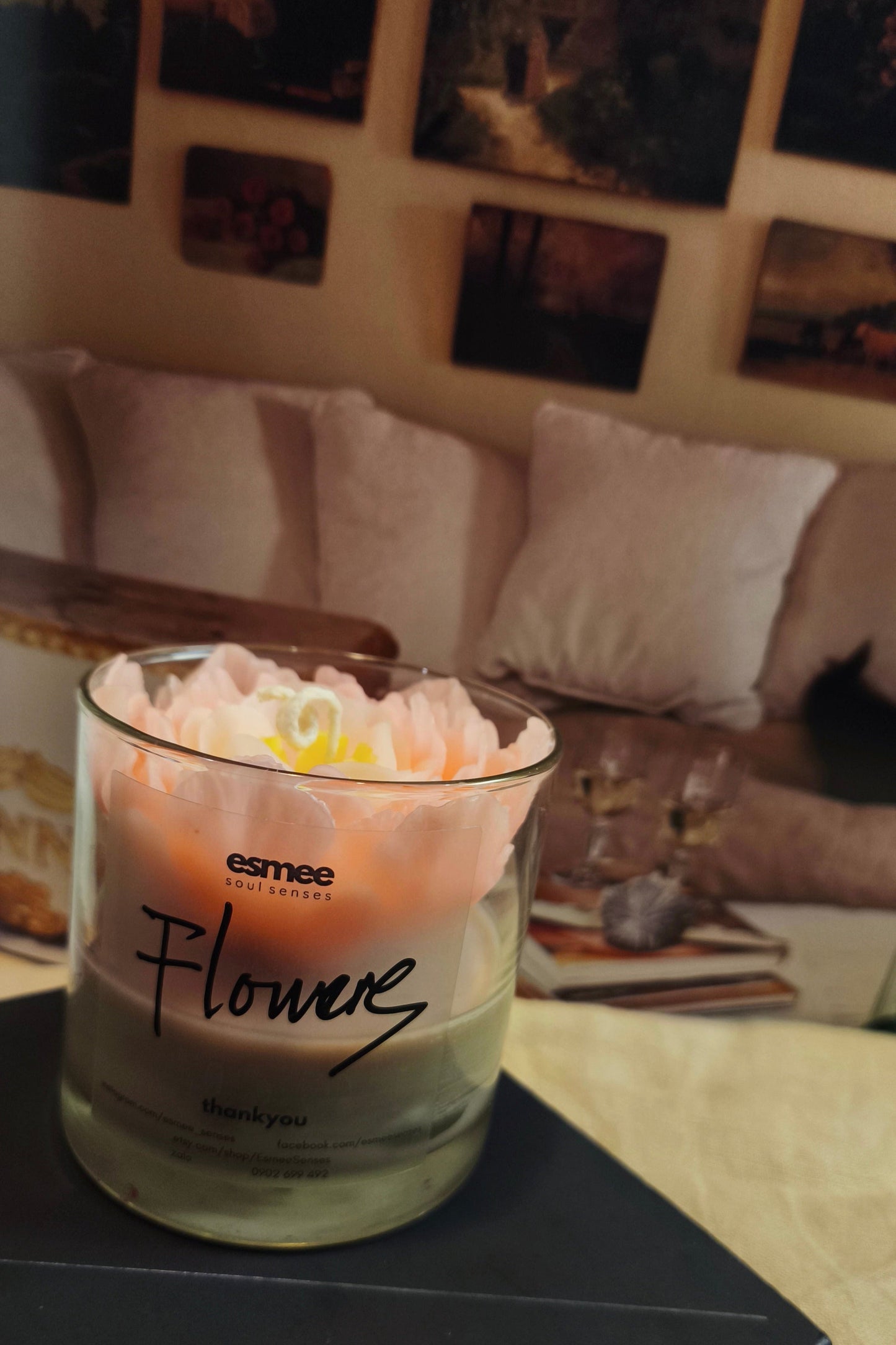 Flower | Peony Scented Candles holder D8cm