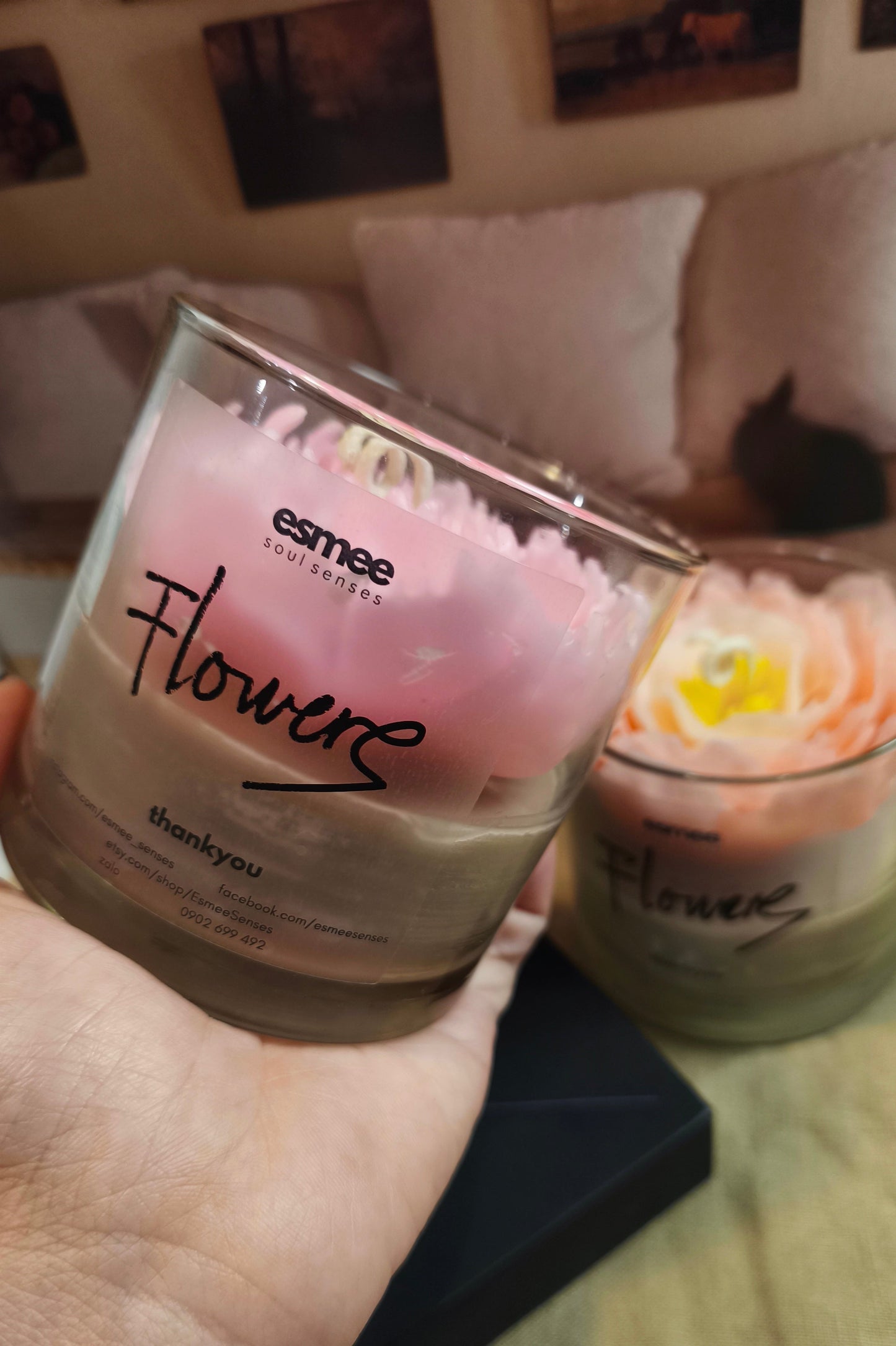 Flower | Peony Scented Candles holder D8cm