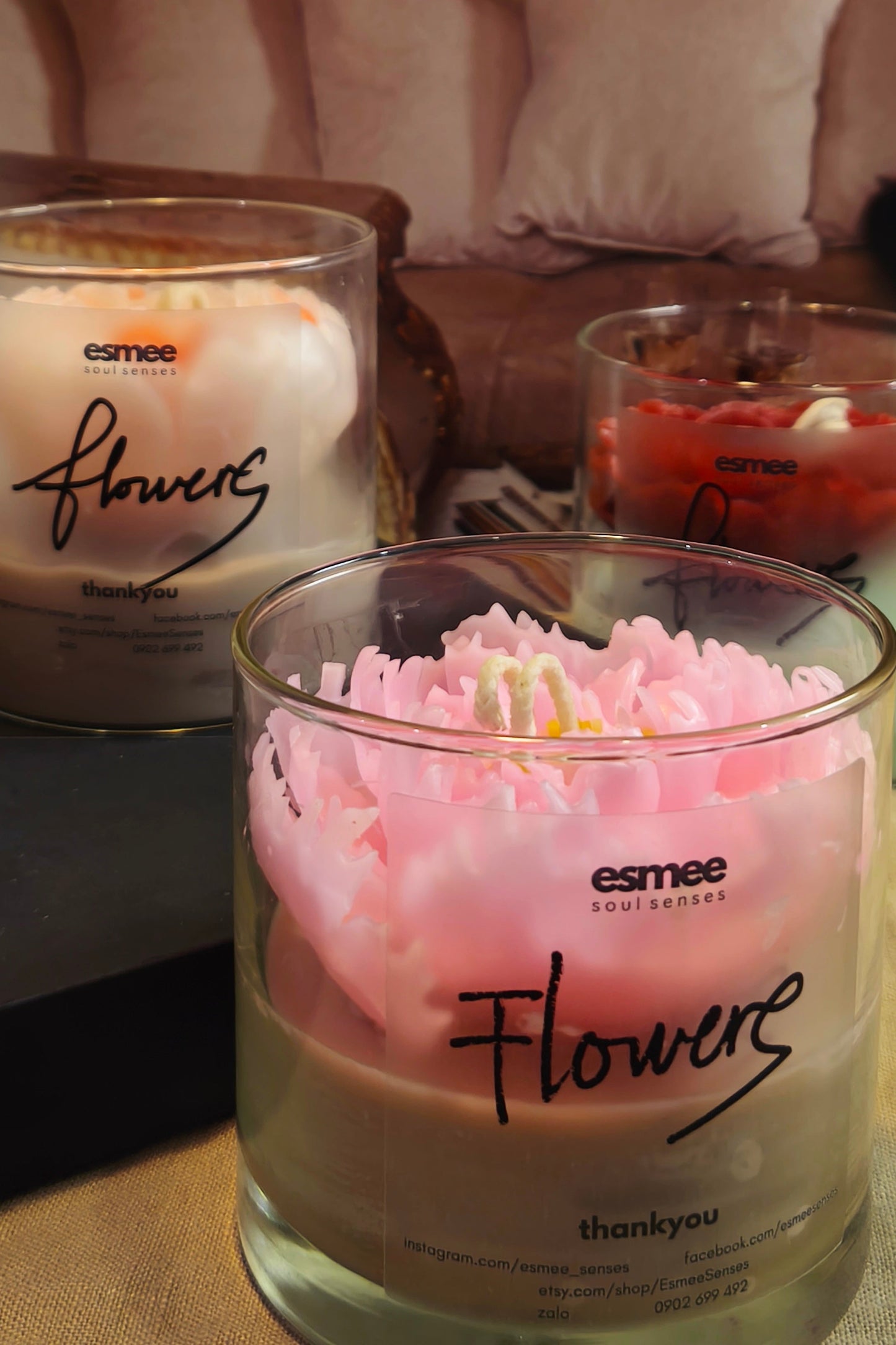 Flower | Peony Scented Candles holder D8cm