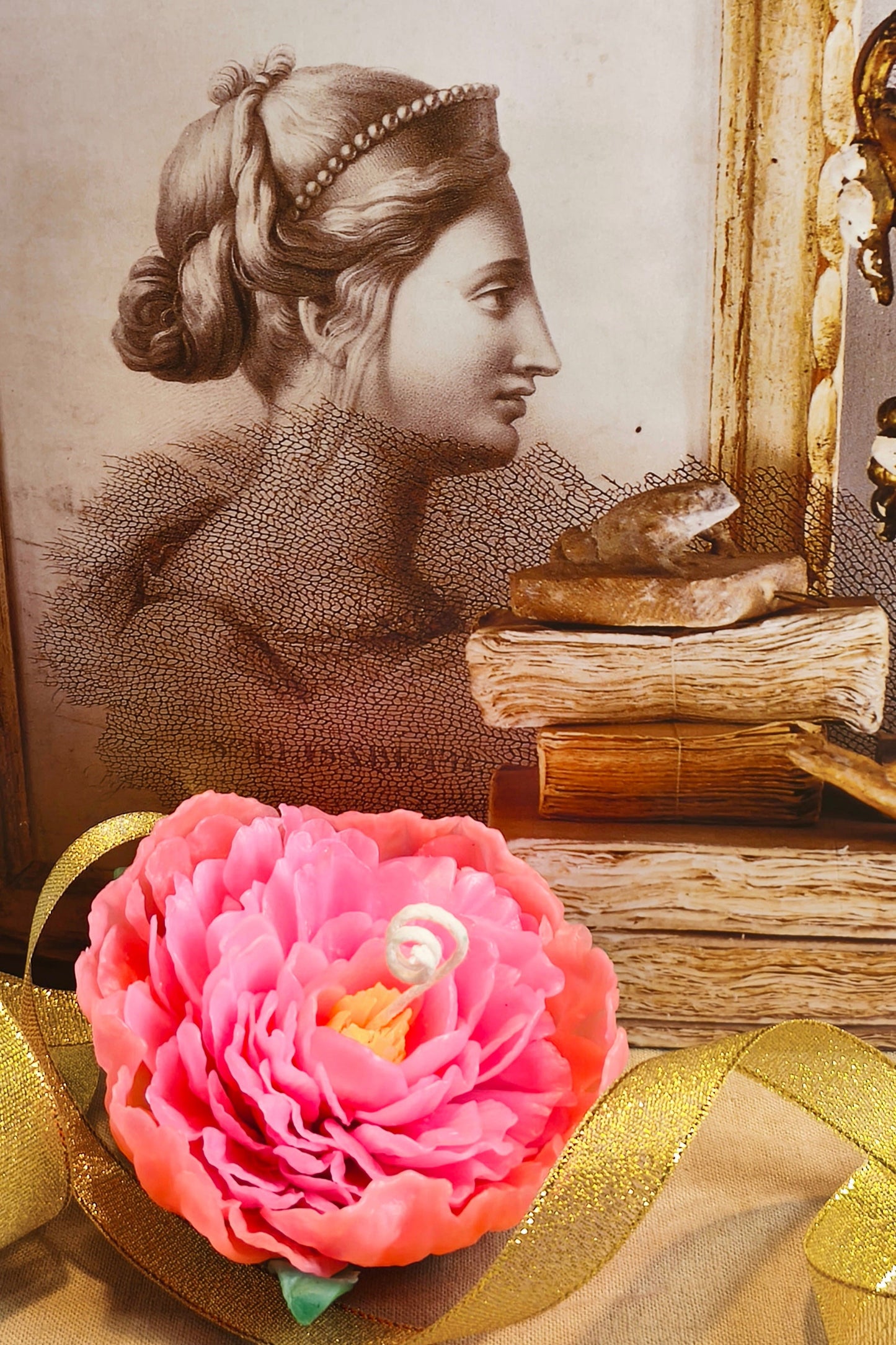 Peony (handmade) scented candle without candle holder