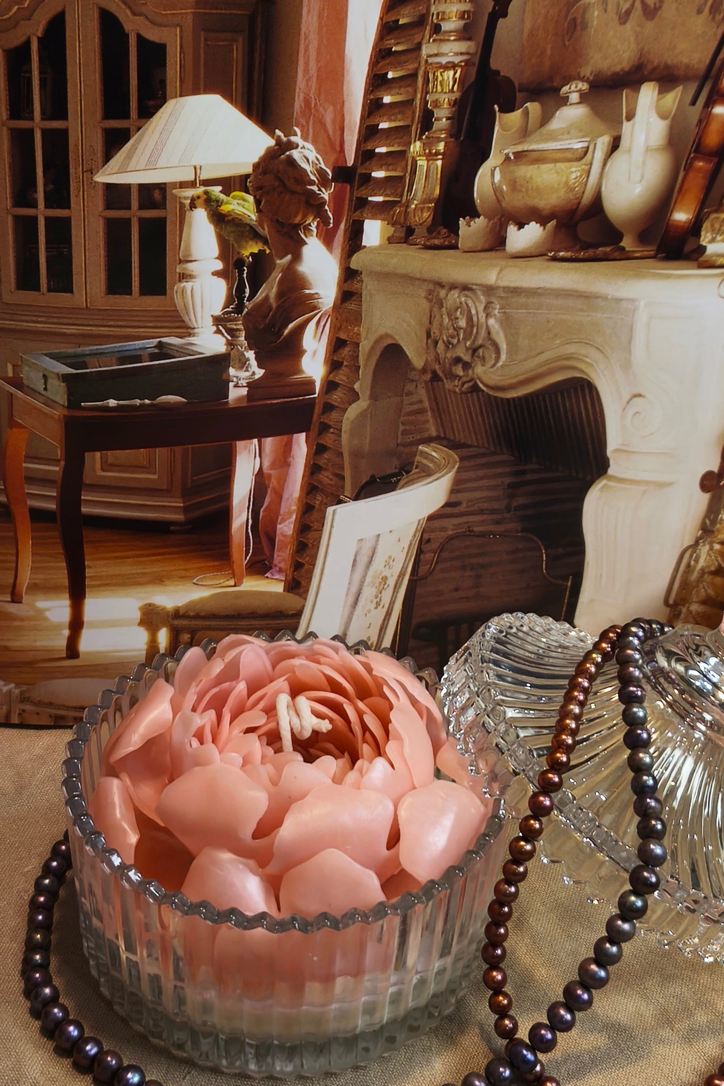 Blossom | Peony scented candle with holder D10cm