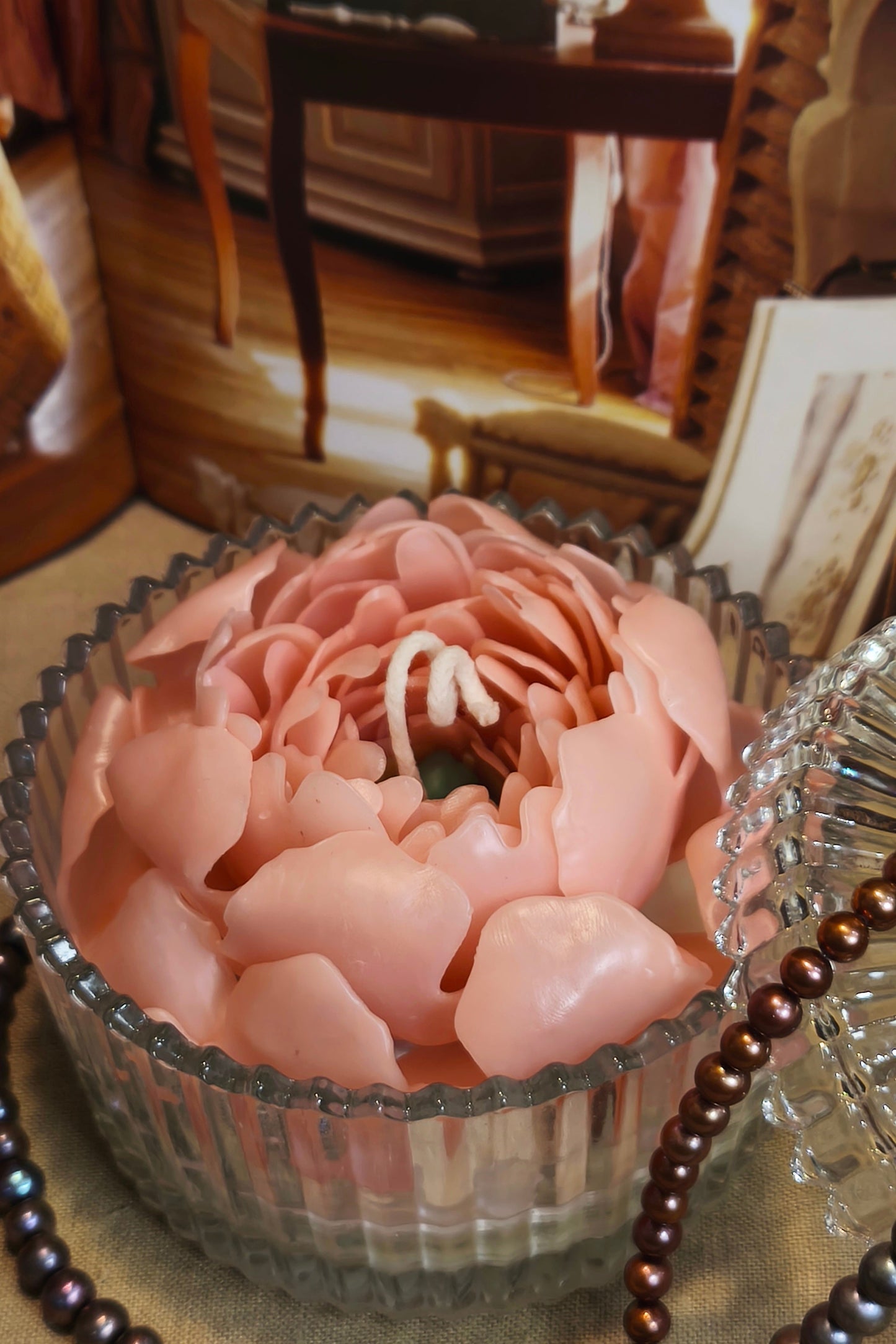 Blossom | Peony scented candle with holder D10cm