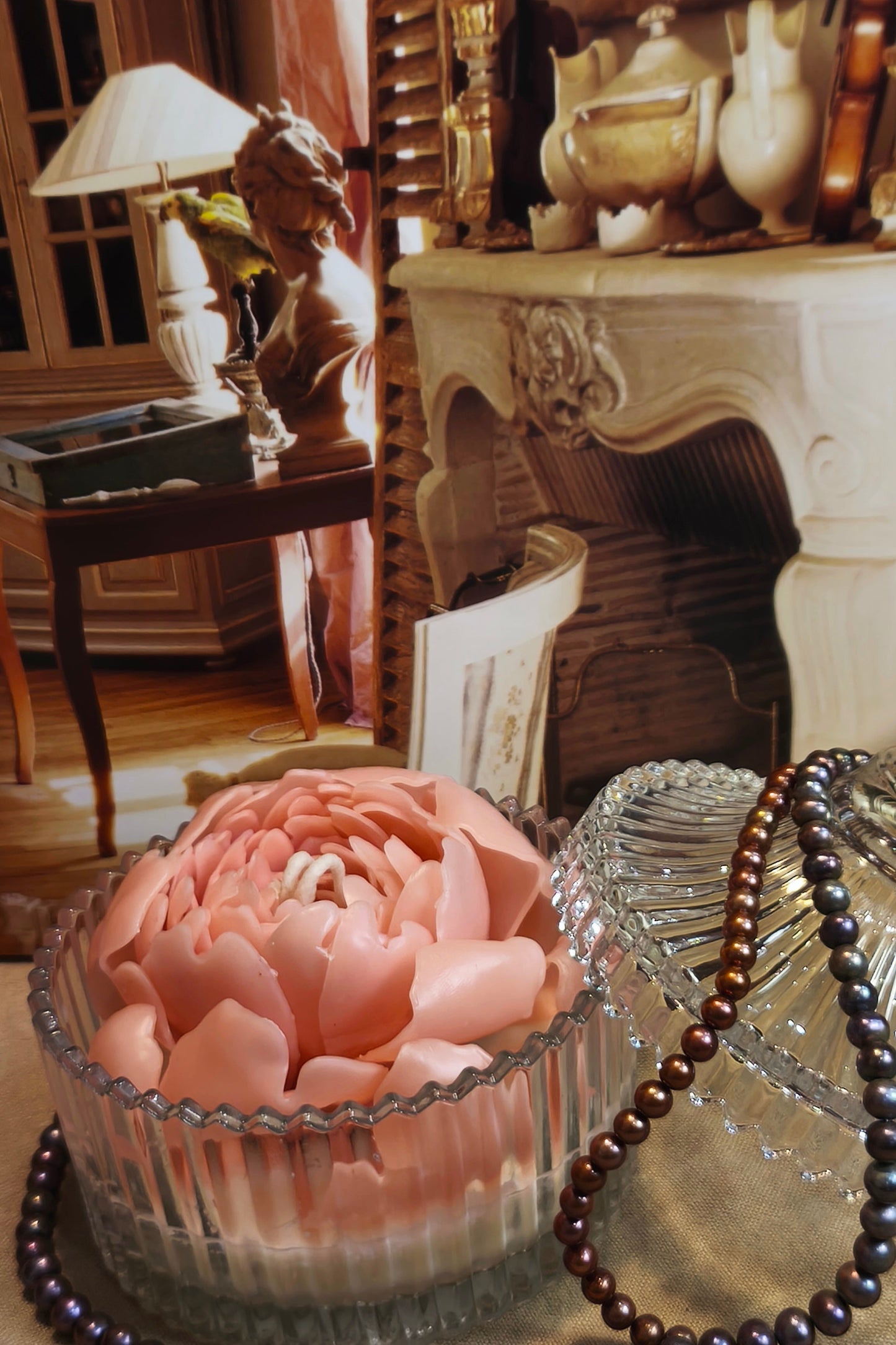 Blossom | Peony scented candle with holder D10cm