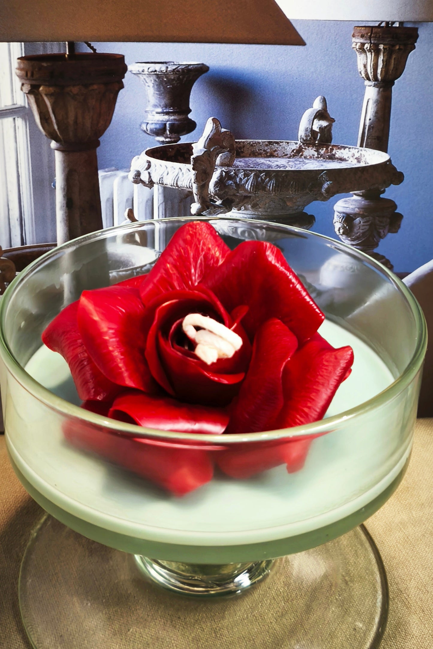 Rose (handmade) scented candle without candle holder