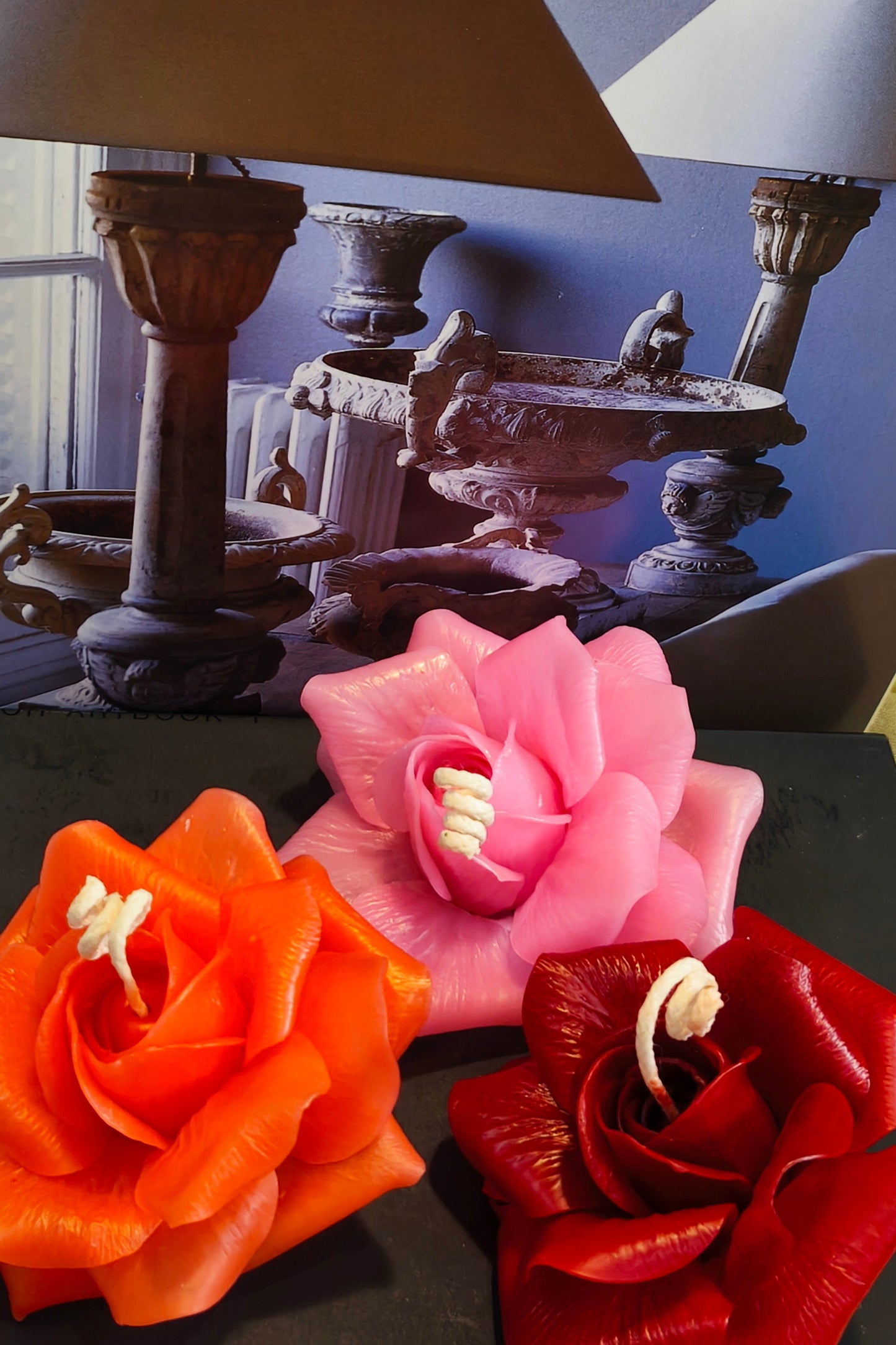 Rose (handmade) scented candle without candle holder