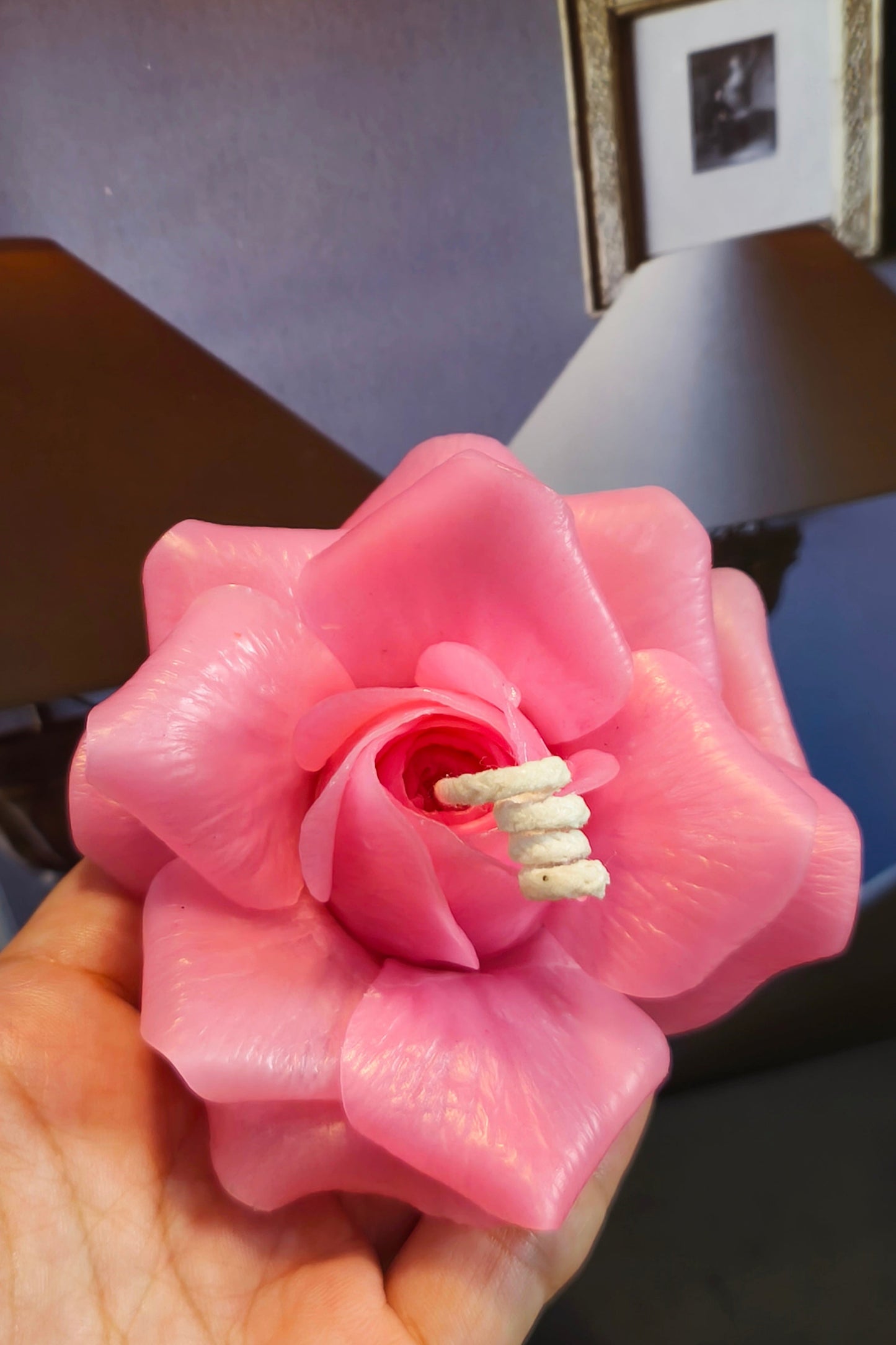 Rose (handmade) scented candle without candle holder