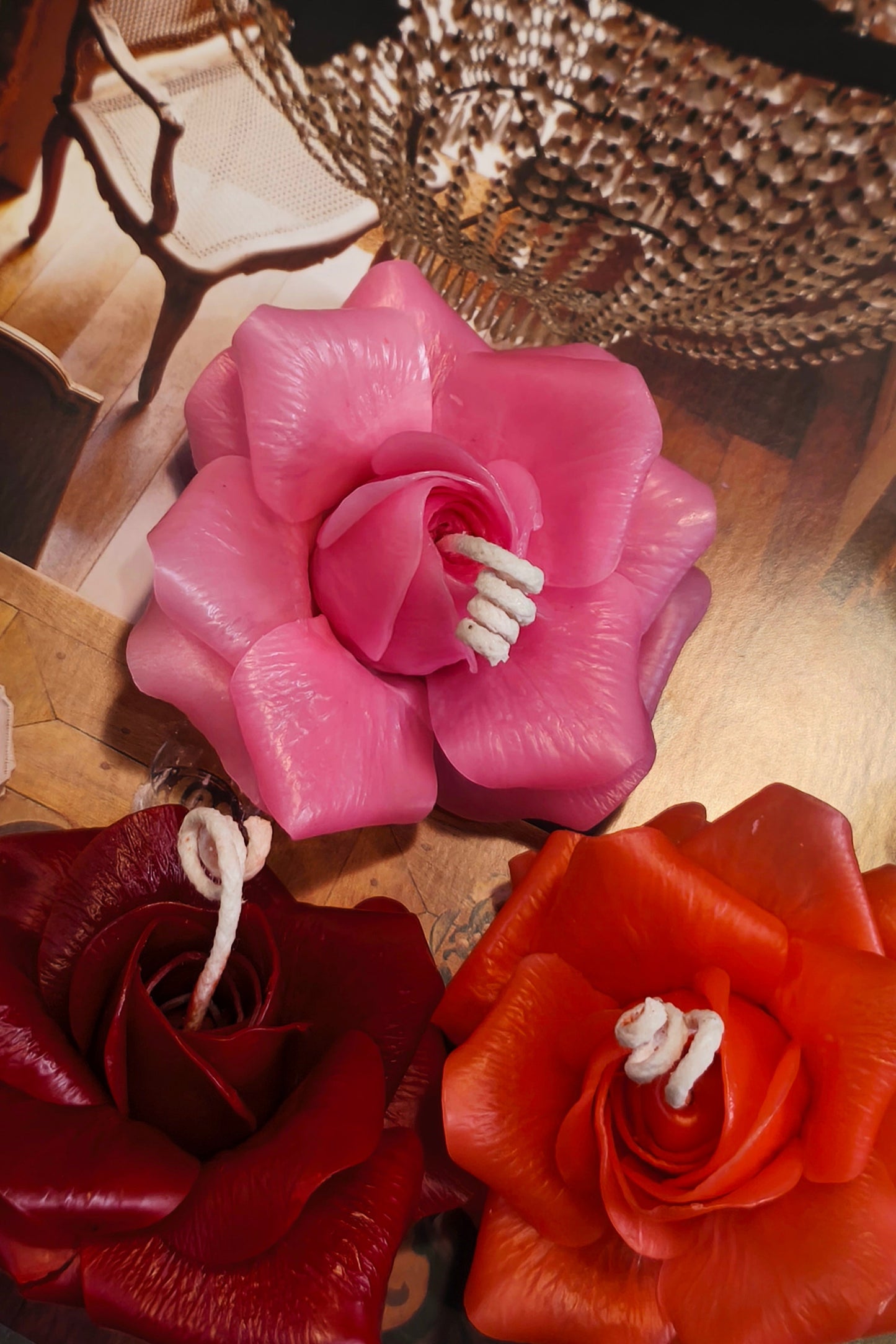 Rose (handmade) scented candle without candle holder