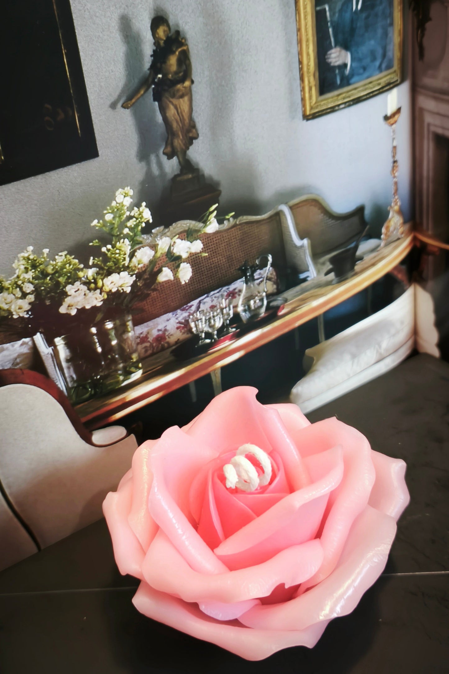 Rose (handmade) scented candle without candle holder