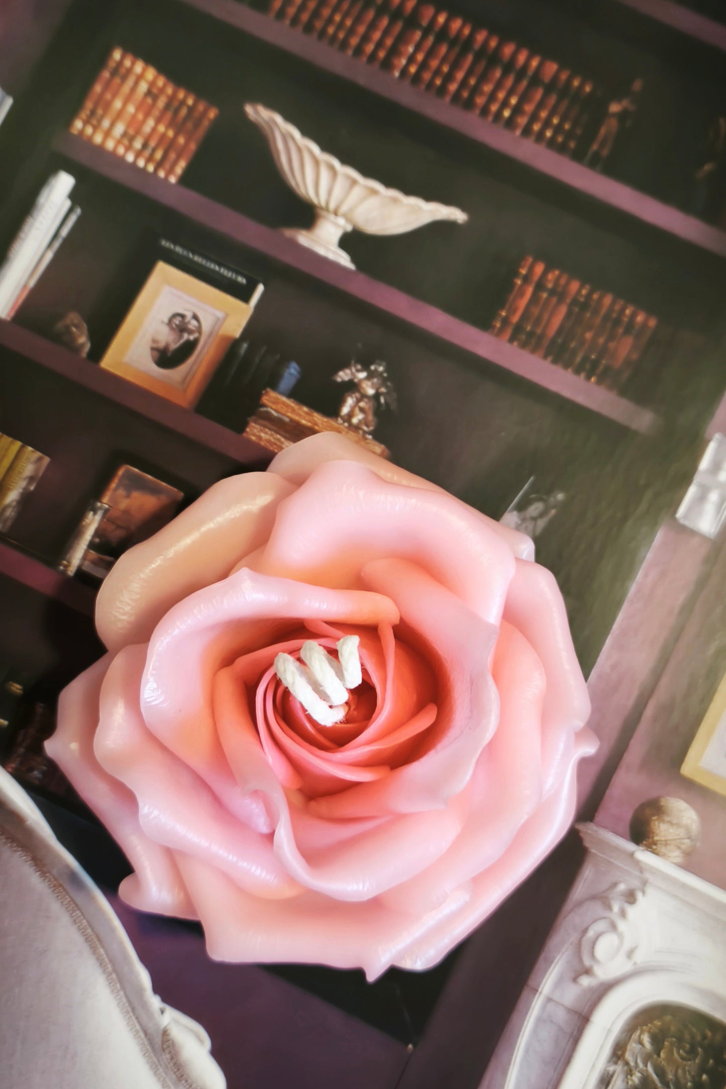 Rose (handmade) scented candle without candle holder